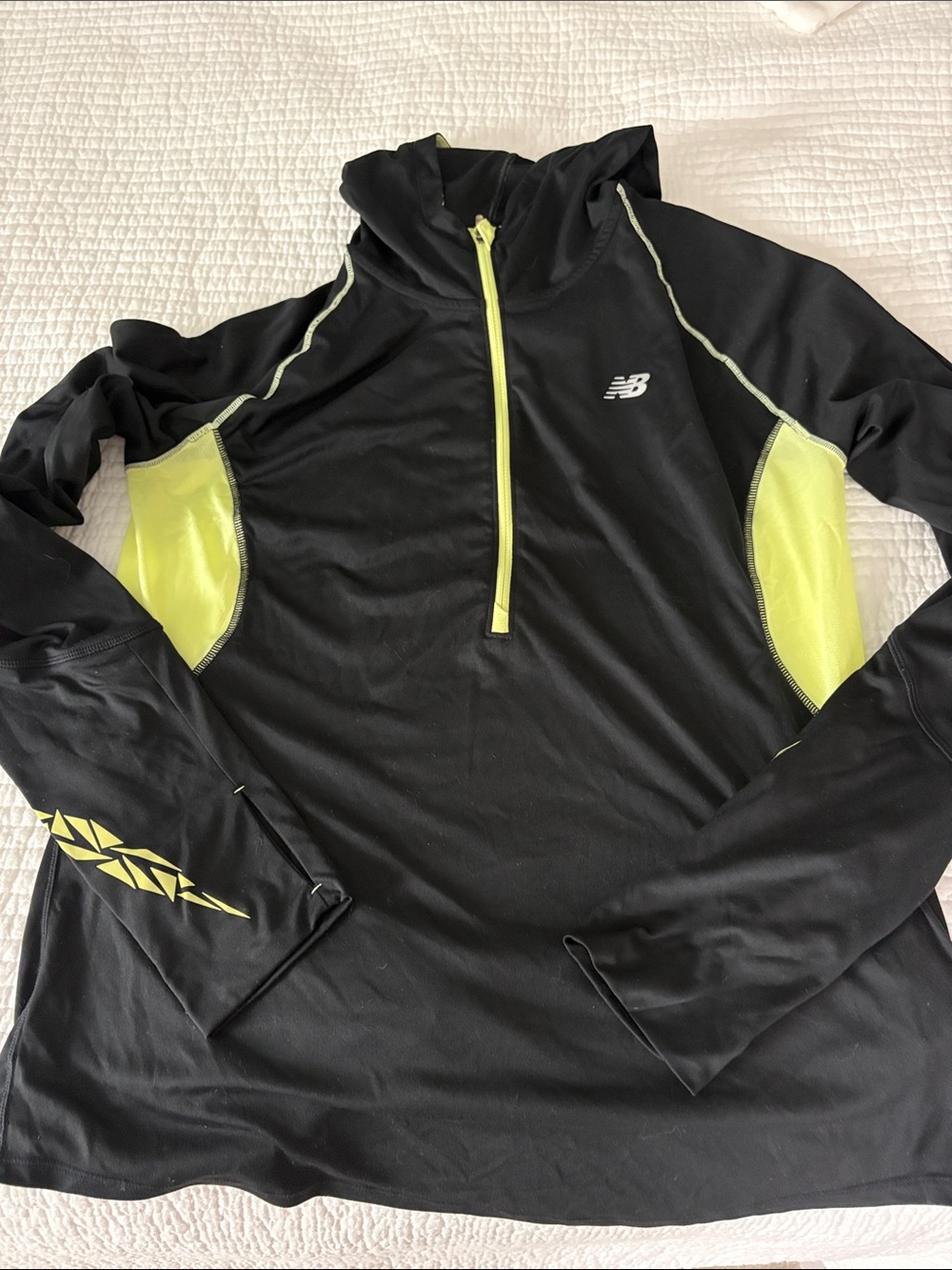 New Balance Black with Yellow Accent Men’s Swim Rash Guard Hoodie